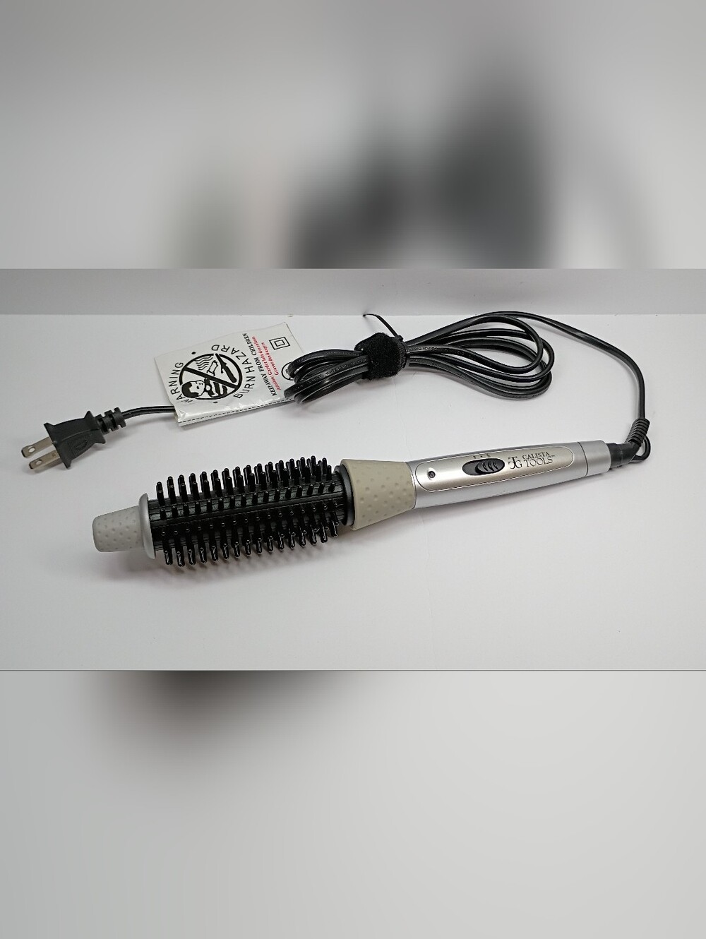 CALISTA Perfecter Heated 1" Round Brush Silver/Black Hot Curling Iron BRU1112